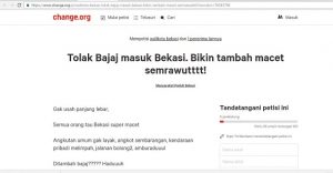 Petisi Penolakan Bajaj di Bekasi untuk Pemkot oleh Masyarakat Peduli Bekasi