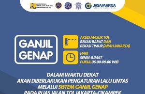 Ganjil Genap GT Bekasi Barat dan Bekasi Timur Dimulai Hari Ini