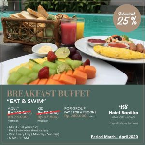 SARAPAN DI HOTEL SANTIKA MEGA CITY BEKASI GRATIS BERENANG!