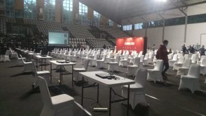 Instalasi Mesin Antrian Untuk Vaksinasi Covid 19 Di Hall A Basket GBK
