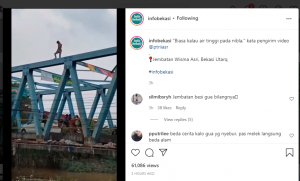 Heboh Bermain Lompat dari Jembatan ke Kali Bekasi