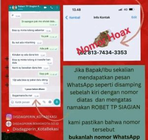 Beredar Nomor Hp Hoax Kadis Disperindag Kota Bekasi, Masyarakat Diimbau Waspada