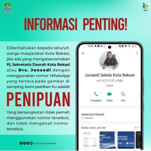 Beredar Nomor Palsu Pj Sekda Kota Bekasi, Ini Kata Pemkot Bekasi