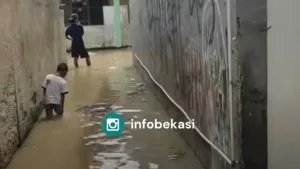 Banjir Luapan Kali Bekasi Rendam Kampung Teluk Pucung Bekasi Utara