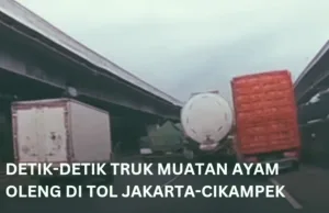 Truk Bermuatan Ayam Oleng di Tol Jakarta-Cikampek KM 40, Nyaris Senggolan !