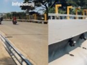 Besi Pembatas dan Ornamen Jembatan Tegal Danas Raib, Rumput Liar Menutupi Jalan