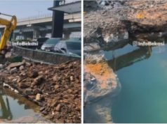 Pipa SPAM di Kalimalang Depan Lagoon Pecah, Arus Lalu Lintas Dialihkan