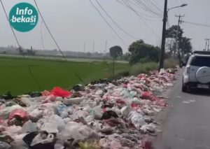Sampah Liar Menumpuk Hingga ke Bahu Jalan di Kedaung Babelan