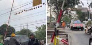 Palang Pintu Perlintasan Kereta Api Bulak Kapal Patah Diduga Tak Kuat Menahan Beban