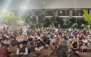 Warga Mulai Padati Plaza Patriot Jelang Nobar Argentina vs Mesir Piala Dunia