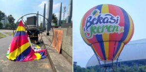 Sempat Hiasi Kemeriahan Piala Dunia, Balon ‘Bekasi Keren’ Plaza Patriot Kini Tergeletak Mengempis