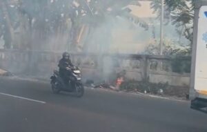 Kebakaran Ilalang di Jalan Inspeksi Kalimalang, Asap Tebal Ganggu Lalu Lintas